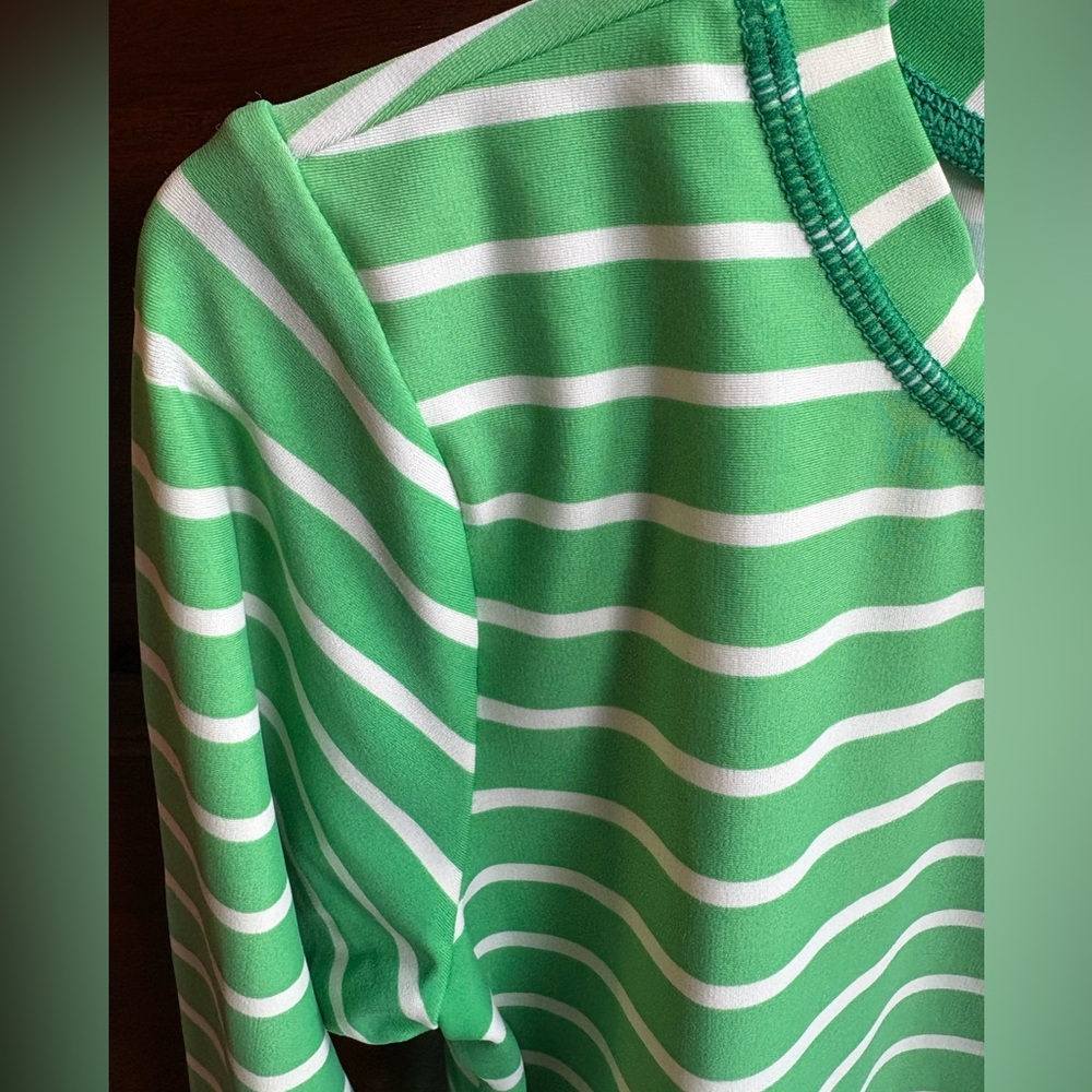 2 FOR 20! Hanna Andersson Girl Size 10 Green White Striped Swim Shirt Rashguard - Picture 8 of 13
